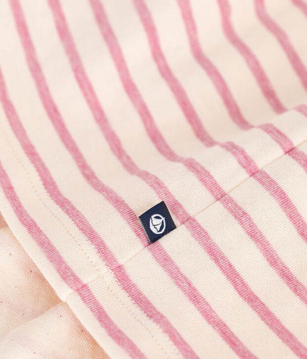 Girls' long-sleeved tube knit dress Ecru/pink