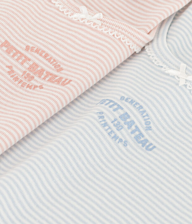 Girls' Pinstriped Short-Sleeved Cotton T-Shirt - 2-Pack multicolor
