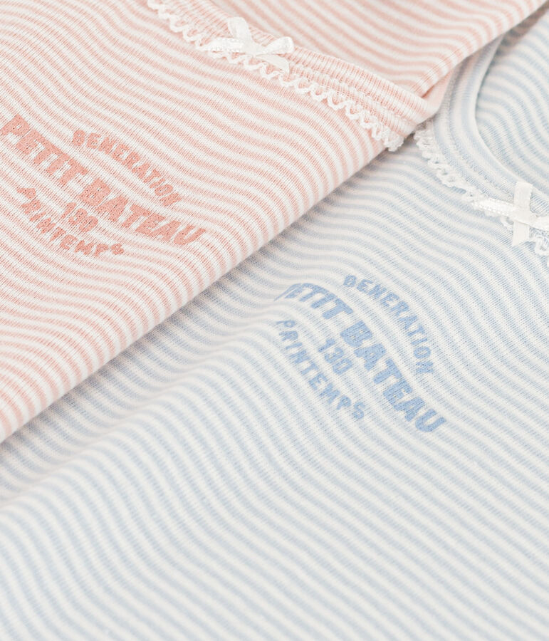 Girls' Pinstriped Short-Sleeved Cotton T-Shirt - 2-Pack multicolor