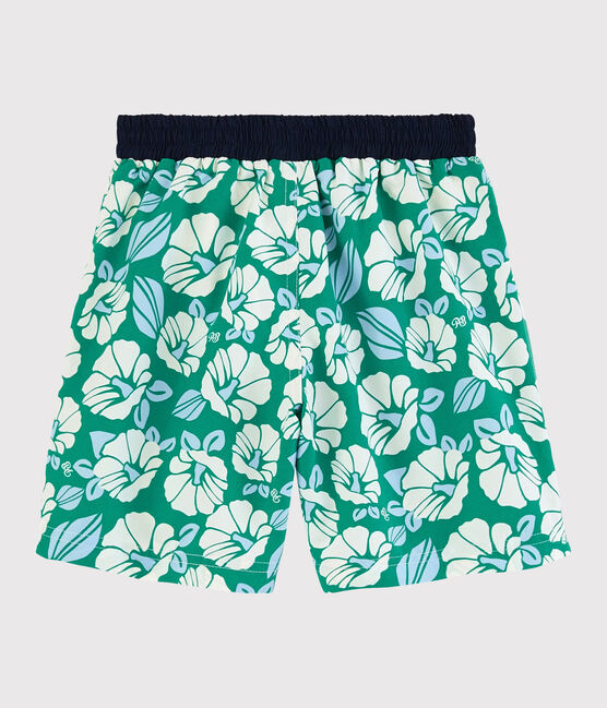 Boys' Recycled Swimming Trunks GAZON green/MULTICO ecru