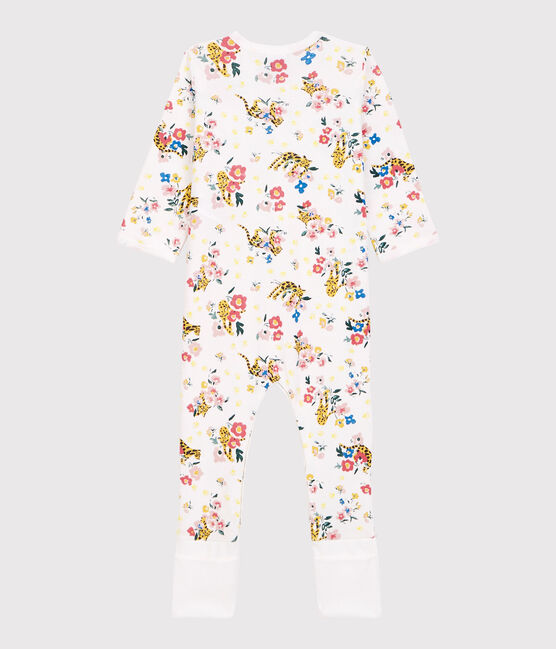 Babies' Glow-In-The-Dark Cotton Sleepsuit with Detachable Feet MARSHMALLOW white/MULTICO white