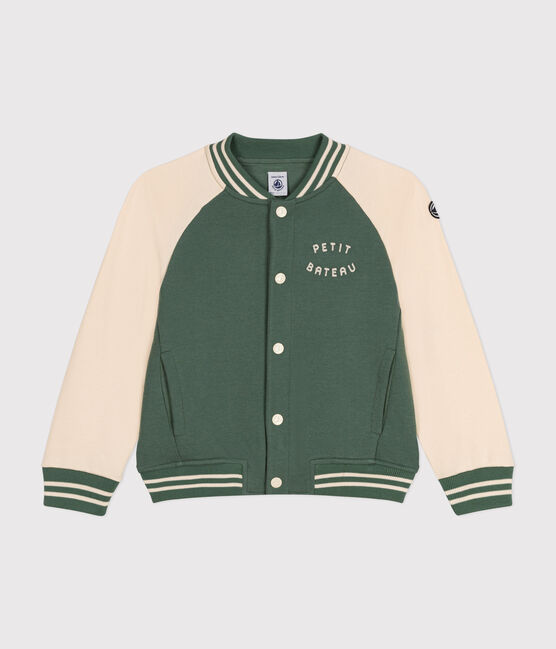 Boys' Fleece Baseball Jacket CROCO green/AVALANCHE