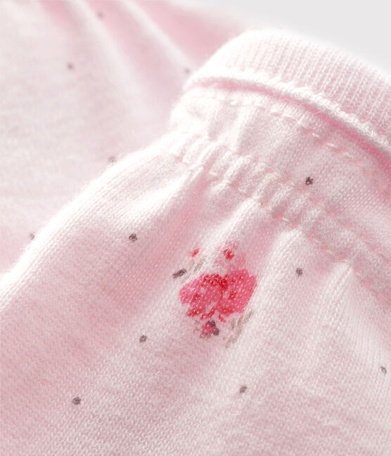 Babies' Rib Knit Mittens VIENNE pink/MULTICO white
