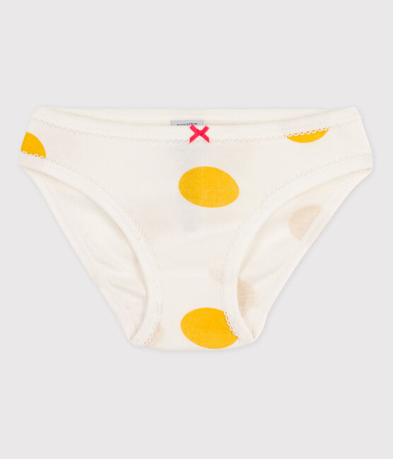 Girls' Cotton Briefs MARSHMALLOW white/BLE yellow
