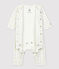 Babies' Footless Organic Cotton Bodyjama MARSHMALLOW white/MULTICO white