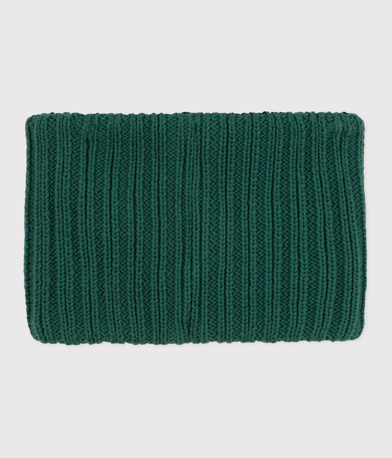 Children's fleece-lined knitted snood green