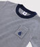 Boys' Short-Sleeved Cotton T-Shirt SMOKING blue/MARSHMALLOW white