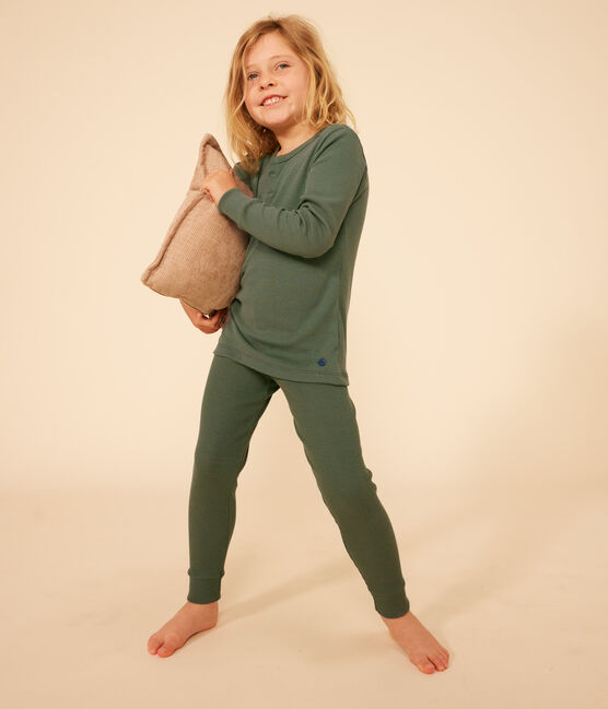 Children's Unisex Plain Cotton/Tencel Pyjamas CROCO green