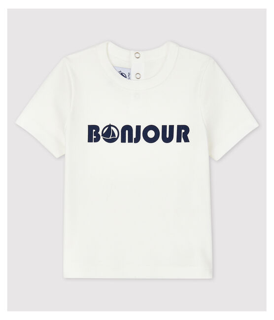 Babies' Cotton T-Shirt. MARSHMALLOW white
