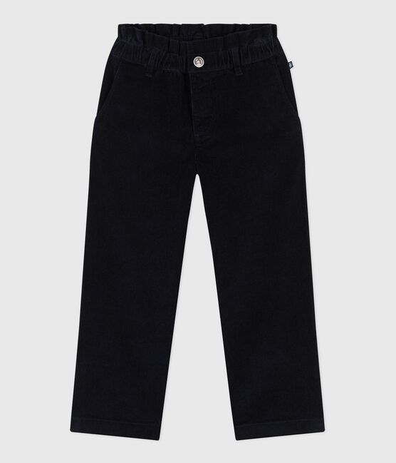 Girls' plain corduroy trousers SMOKING blue