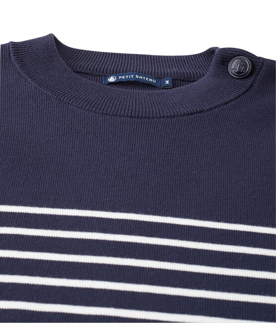 Men's Sailor Pullover with Stripe Design SMOKING blue/LAIT white