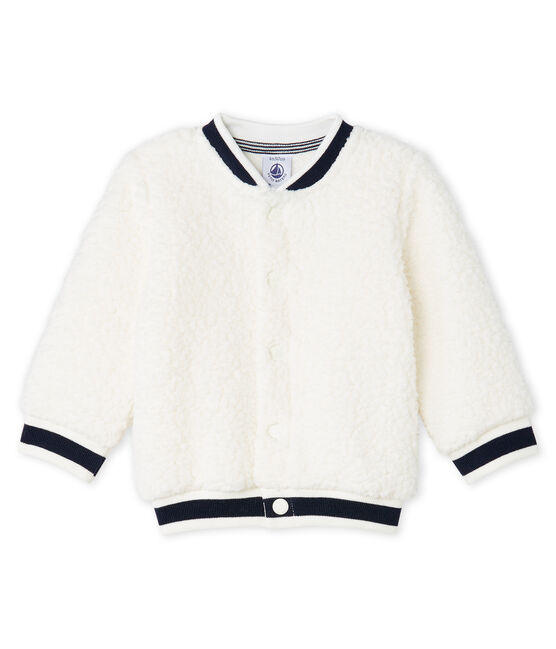Unisex Babies' Cardigan in Sheepskin Sherpa MARSHMALLOW white