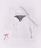 Babies' padded knitted jacket with a pinstripe lining white