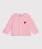 Babies' plain cotton cardigan with a heart badge pink