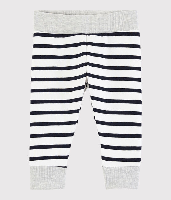 Baby boy's striped trousers MARSHMALLOW white/SMOKING blue
