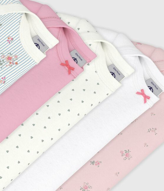 Pack of babies' short-sleeved floral print cotton bodies variante 1