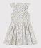 Girls' Short-Sleeved Poplin Dress MARSHMALLOW white/MULTICO white