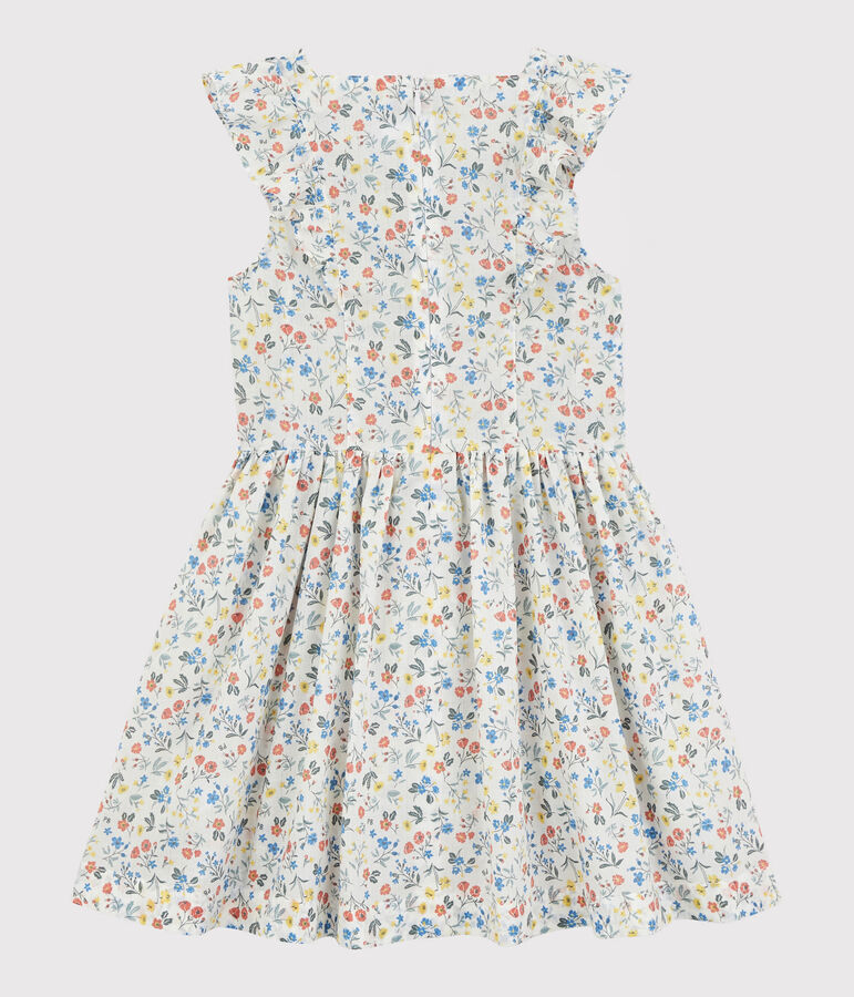 Girls' Short-Sleeved Poplin Dress white/multicolor