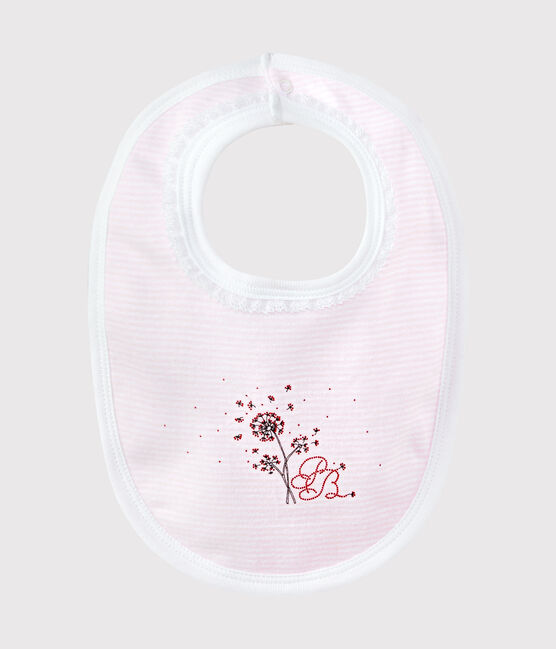 Baby girls' lined bib VIENNE pink/ECUME white