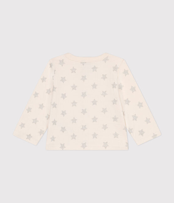 Rib knit star print cardigan for baby AVALANCHE beige/ARGENT
