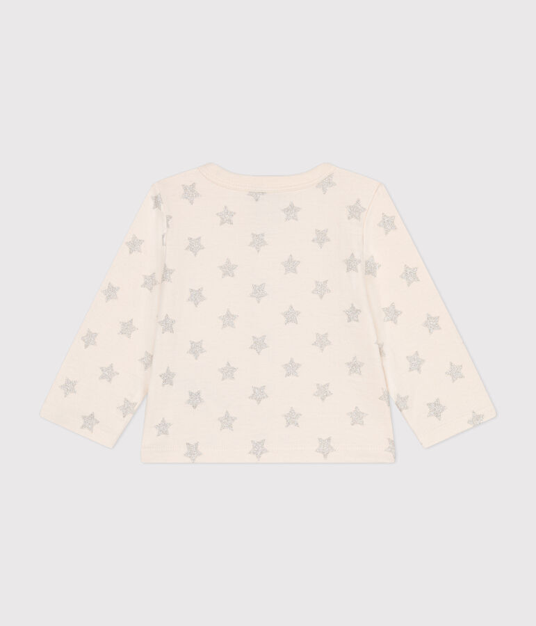 Rib knit star print cardigan for baby Ecru/grey