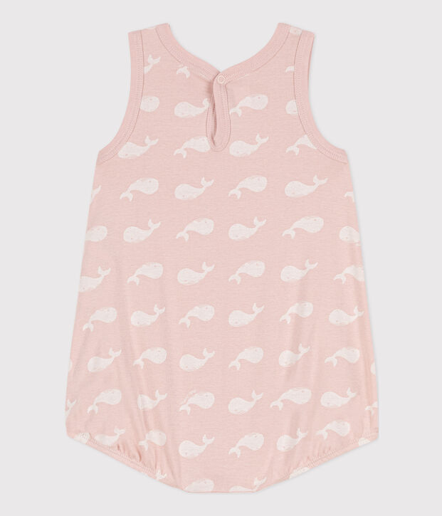 Babies' Cotton Pink Whale Playsuit pink/white