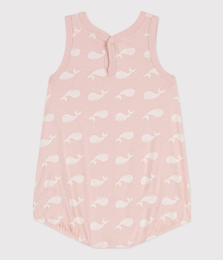 Babies' Cotton Pink Whale Playsuit pink/white