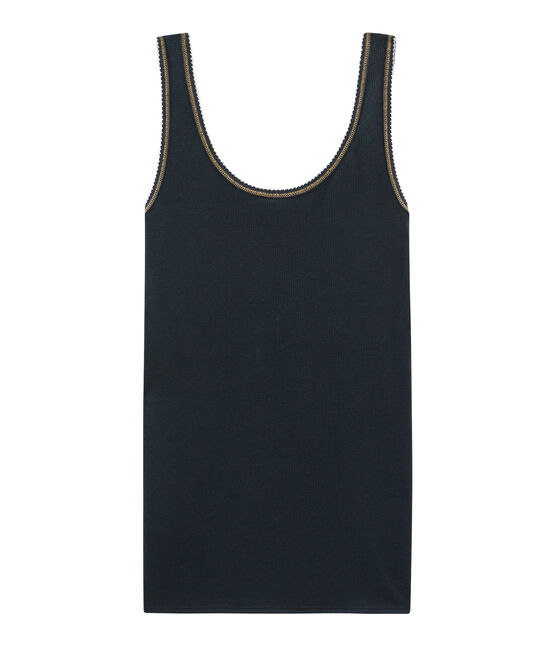 Women's Sleeveless Top in 2x2 Rib Knit SMOKING blue