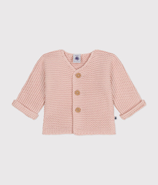 Babies' Moss Stitch Knit Cardigan SALINE pink