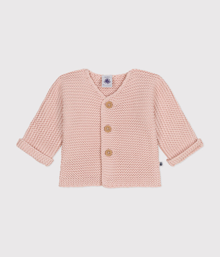Babies' Moss Stitch Knit Cardigan pink