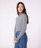 The Iconic cotton polo neck top for women SMOKING blue/MARSHMALLOW white