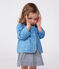 Babies' quilted cotton jacket, printed with little flowers ALASKA blue/MARSHMALLOW white
