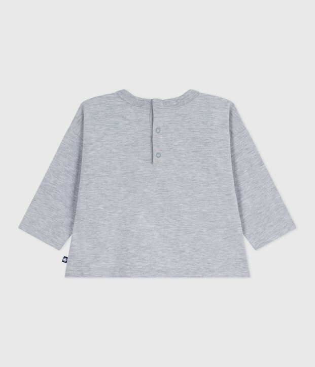Babies' long-sleeved T-shirt with a whale design grey