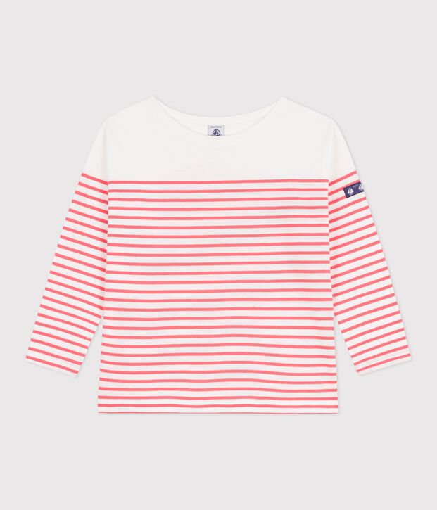 Children's stripy cotton Breton top pink/pink
