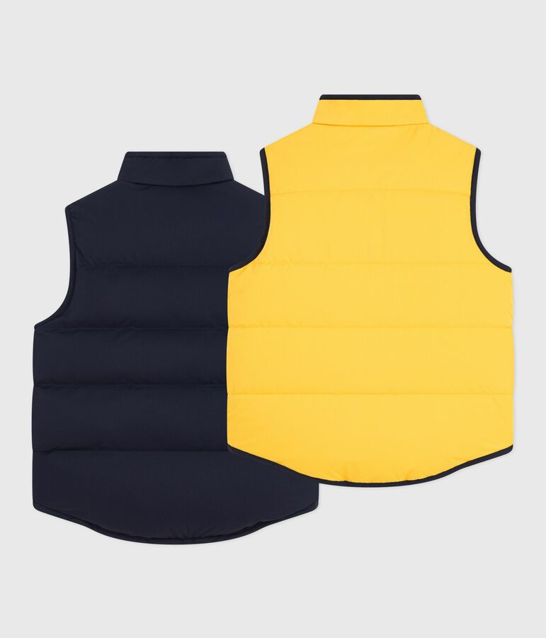 Children's reversible two-tone sleeveless puffer jacket blue/yellow