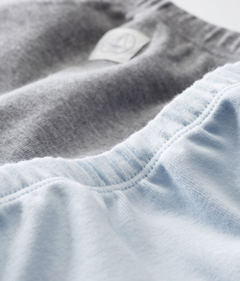 Unisex baby's set of two leggings in plain brushed soft cotton multicolor