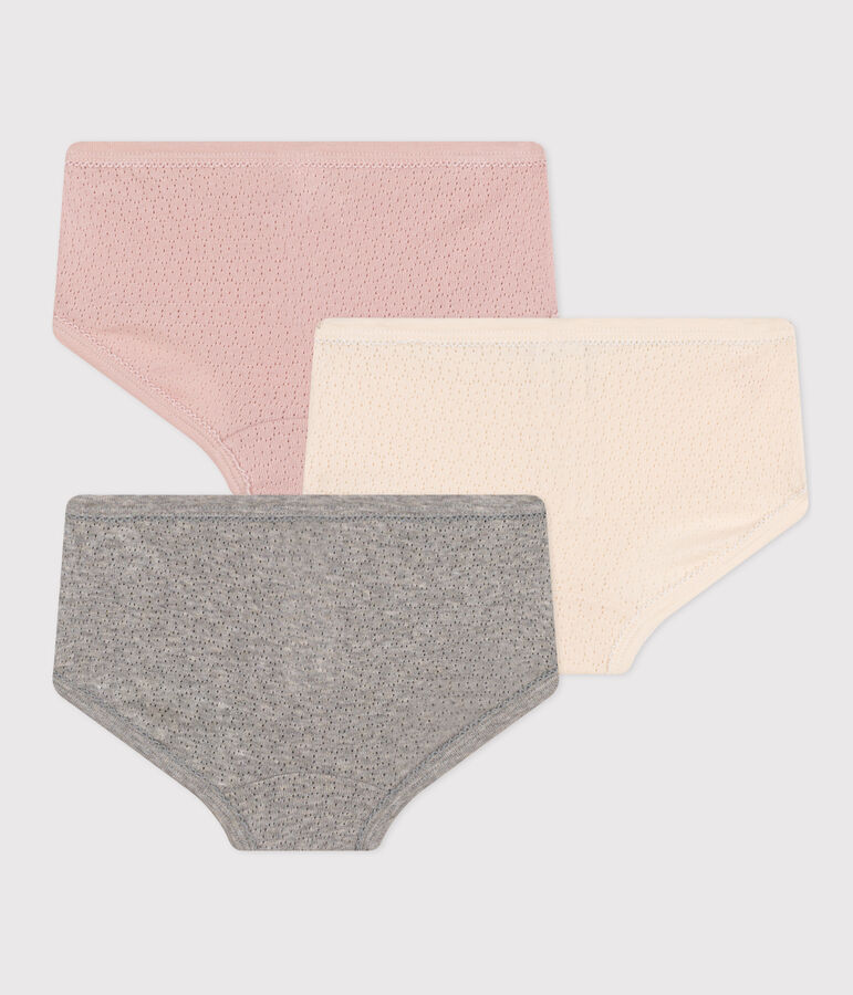 Children's High-Waisted Openwork Cotton Knickers - 3-Pack multicolor