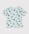 Children's short-sleeved seagull print cotton T-shirt blue/multicolor