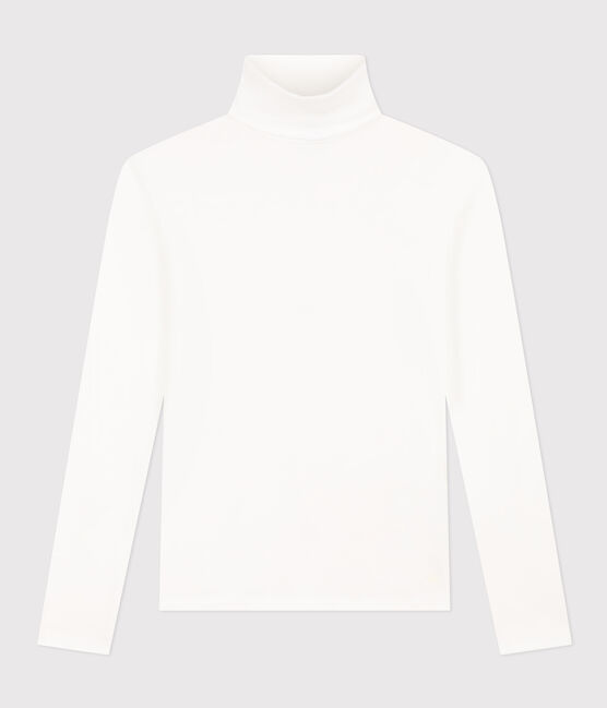 Women's Iconic roll neck cotton T-shirt ECUME white