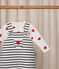 Babies' stripy dungarees/body set featuring a body printed with hearts MARSHMALLOW white/SMOKING blue