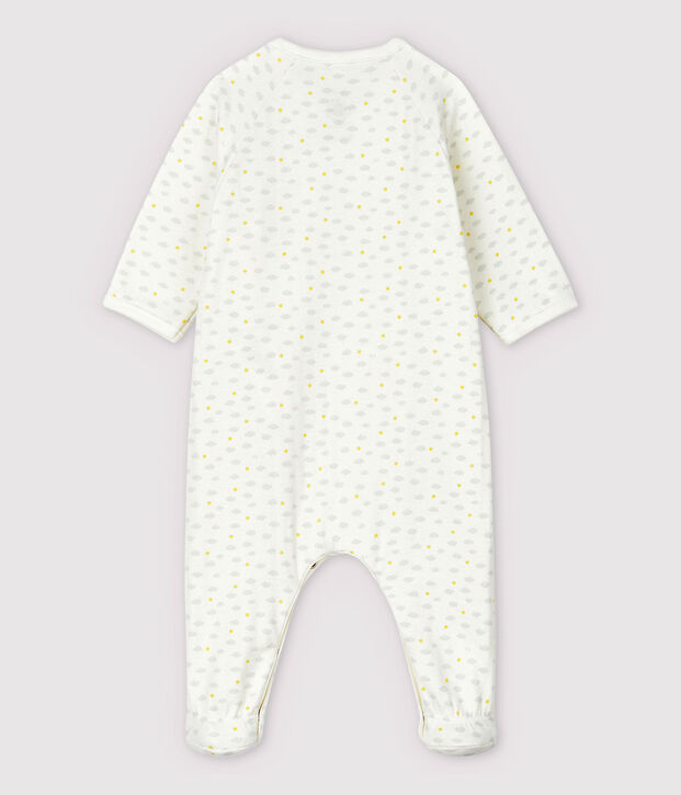Organic Cotton Tube Knit Rabbit Sleepsuit white/multicolor