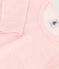 Girls' Pinstriped Long-Sleeved Wool/Cotton T-Shirt CHARME pink/MARSHMALLOW white