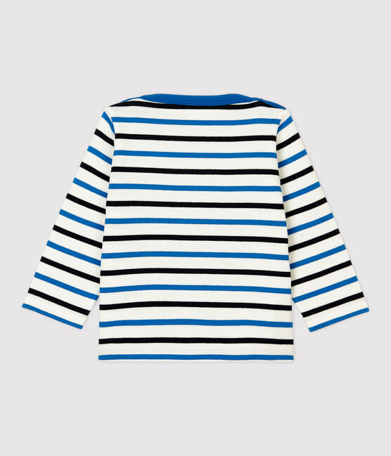 Babies' Cotton Breton Top MARSHMALLOW white/SMOKING /RUISSEAU