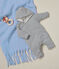 Babies' quilted cotton hooded jumpsuit MARSHMALLOW white/SMOKING blue