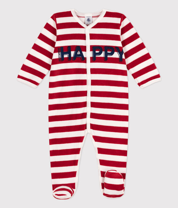 Babies' Velour Sleepsuit red/white