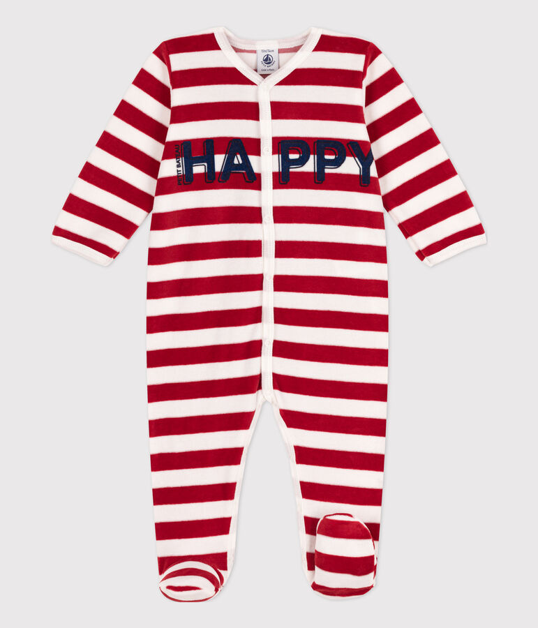 Babies' Velour Sleepsuit red/white