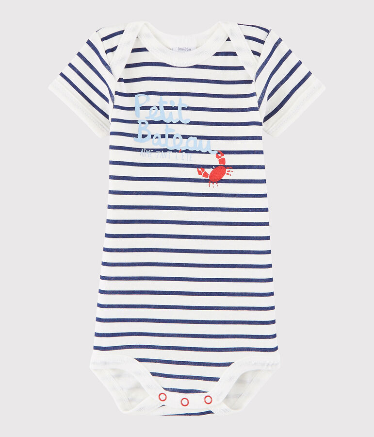 Unisex Babies' Short-Sleeved Bodysuit white/blue