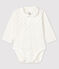 Unisex long-sleeved bodysuit with collar MARSHMALLOW white/ACIER blue