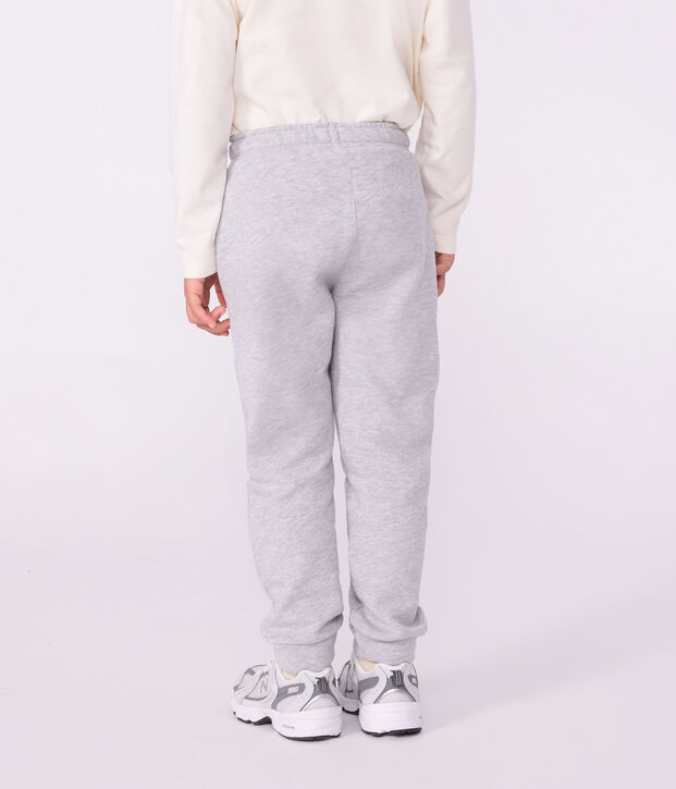 Children's plain cotton jogging bottoms grey