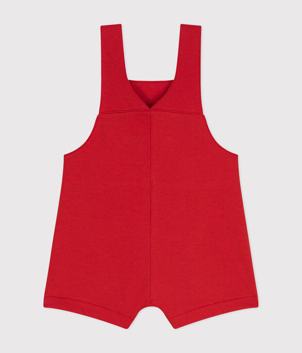 Babies' Short Lightweight Fleece Dungarees red